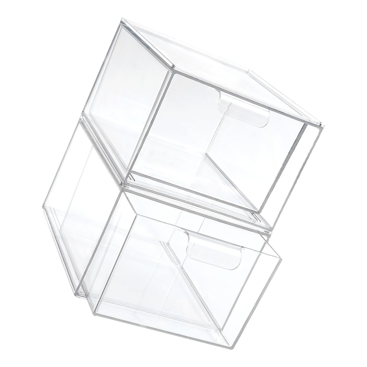 Boîtes de rangement pour maquillage en PET transparent et organiseur de bureau rigide