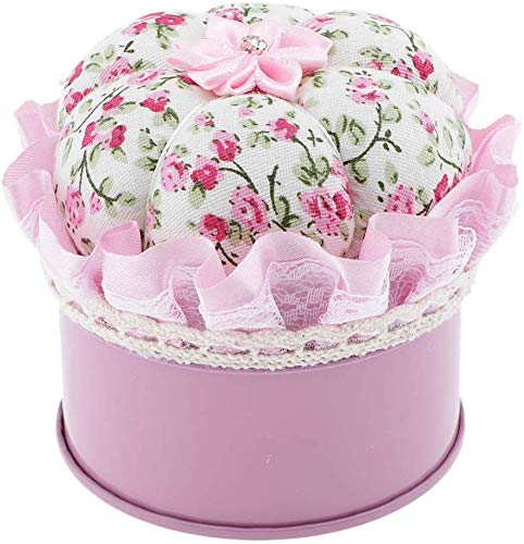 Pin Cushion Floral Pumpkin Wrist Pin Cushions with Storage Case Needle Pincushions for Sewing Quilting Pins Holder - Pink