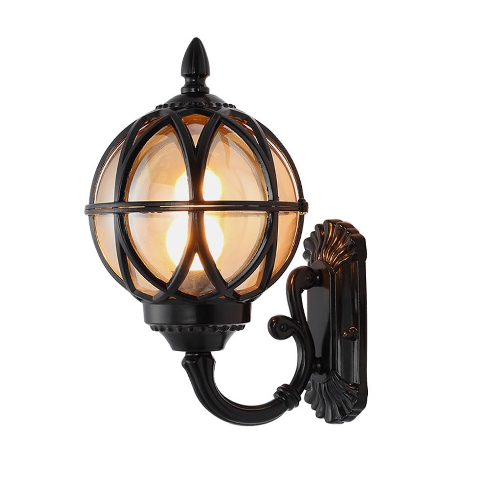 YUANCHUTOP European Retro Garden Villa Wall Lamp, American Lawn,Outdoor Waterproof Doorpost Sconces,Courtyard Decorative s Ball Light, Landscape E26 Base