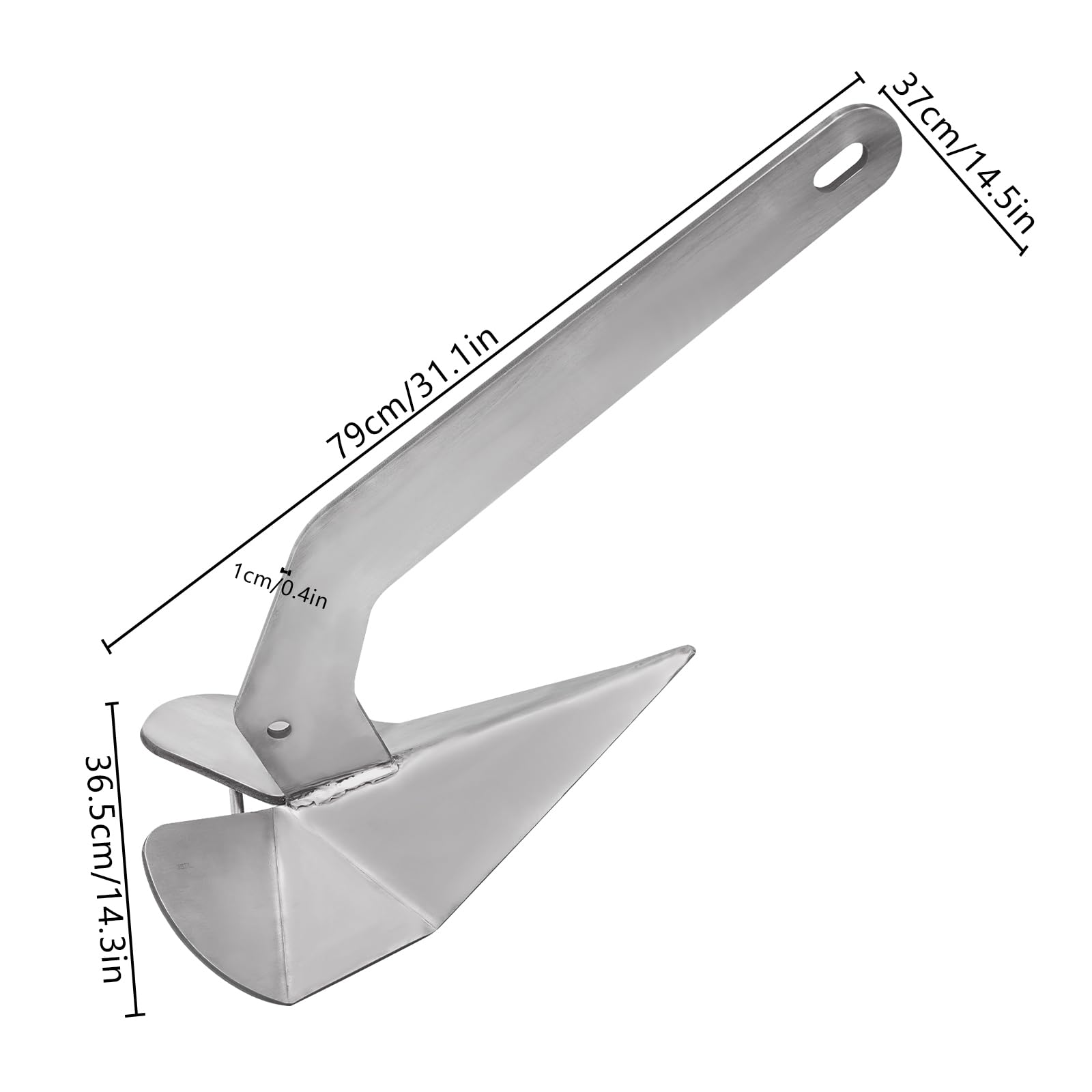 DAJILISHI 35LBS Small Yacht Boat Anchor?Marine Stainless Steel 316 Wing Style Anchor for Small Yachts Almost All Seabed Conditions, Including Mud, Sand, Rock and Coral.