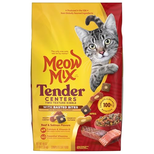 Meow Mix Tender Centers with Basted Bites Beef & Salmon Flavors Dry Cat Food 3 lb. Bag