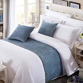 OSVINO Solid Color Chenille Soft No Fading Modern Bed Runner Bedding Scarf Protection, Gold, 240X50cm for 180cm bed