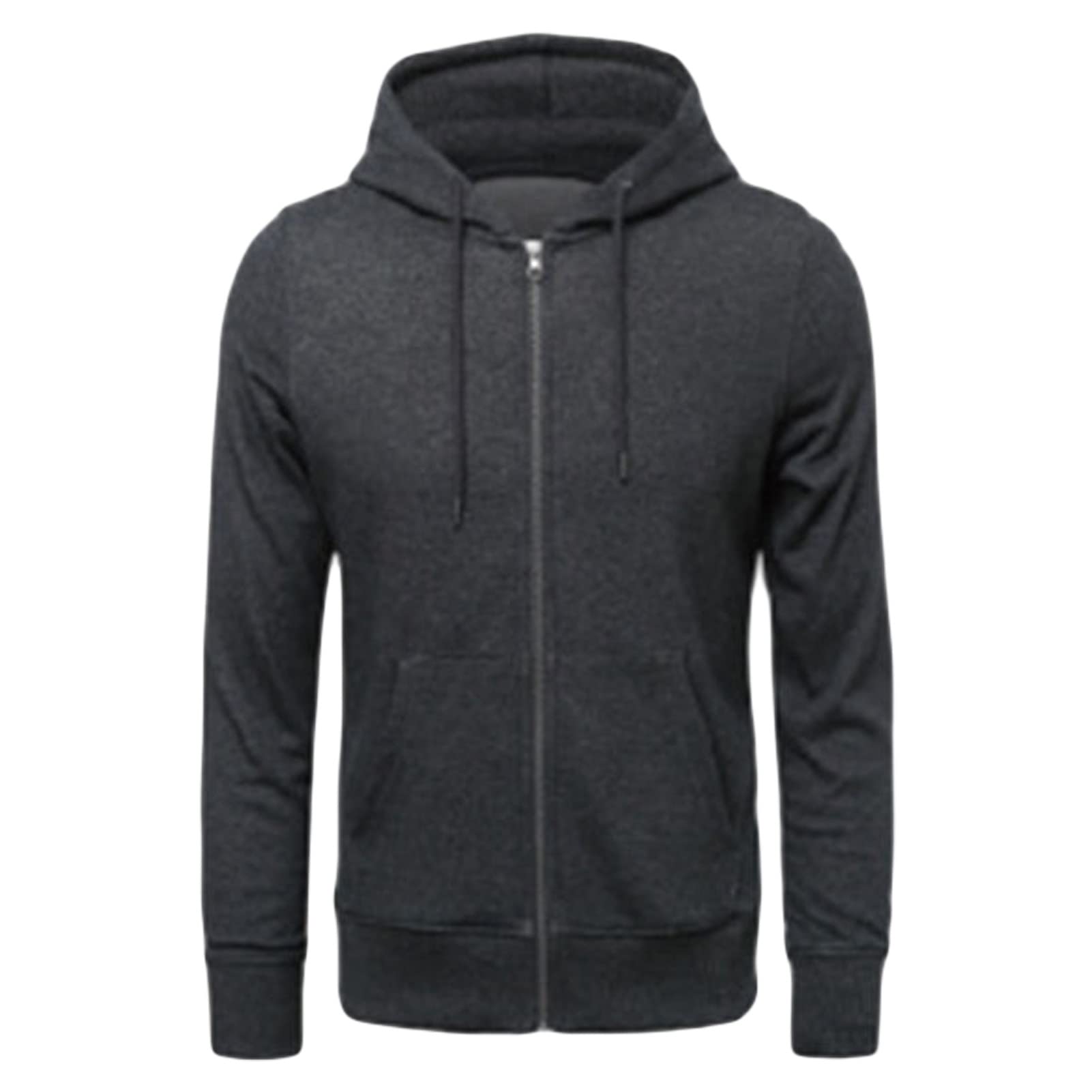 Maiyifu-GJ Men's Full Zip Long Sleeve Hoodies Lightweight Slim Fit Solid Color Hoodie Hooded Sweatshirt With Kanga Pocket (Dark Grey,4X-Large)
