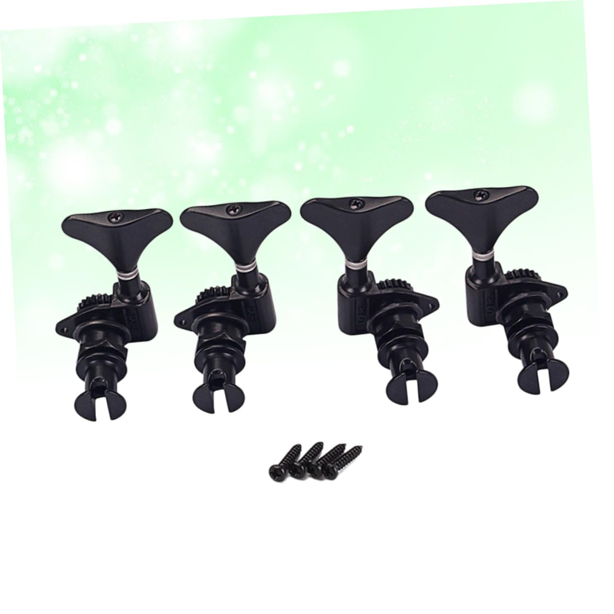 Meccaniche Sigillate per Ukulele Acustico 4 Pezzi in Metallo Nero | Modello GC117 2L 2R, Kit di Montaggio Ferrule e Viti, per Sostituzione e Messa a Punto su Ukulele Bassi