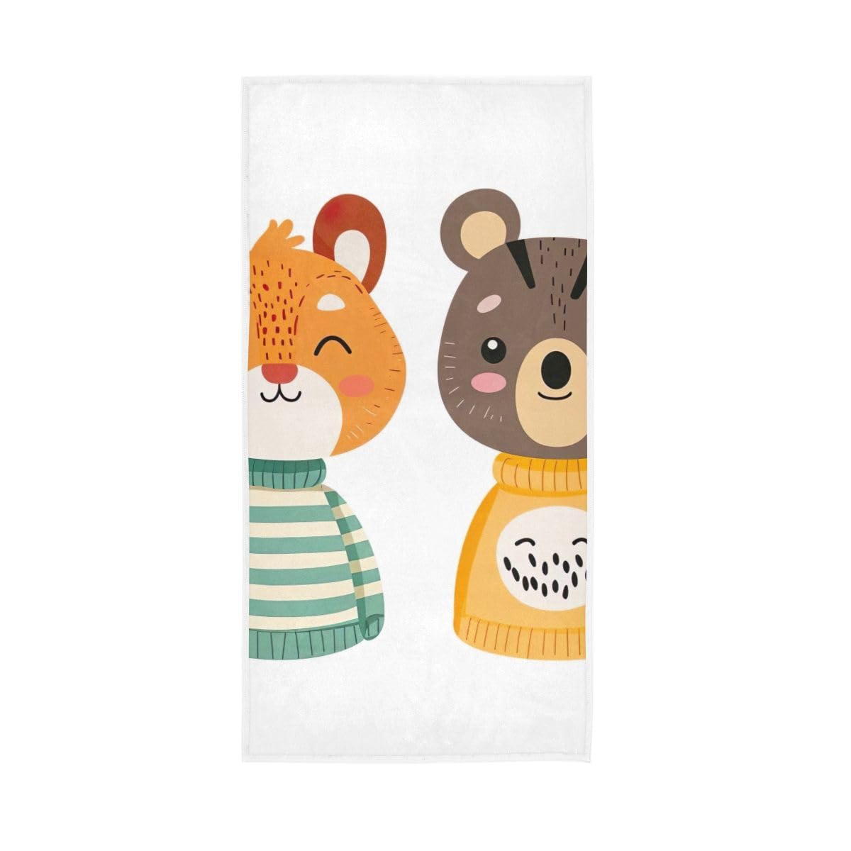 HUYGD Cute Animal Face Hand Towel, Spa Towels for Hand, Face, Hair, Yoga, Kitchen, Bath 15 x 30 Inches