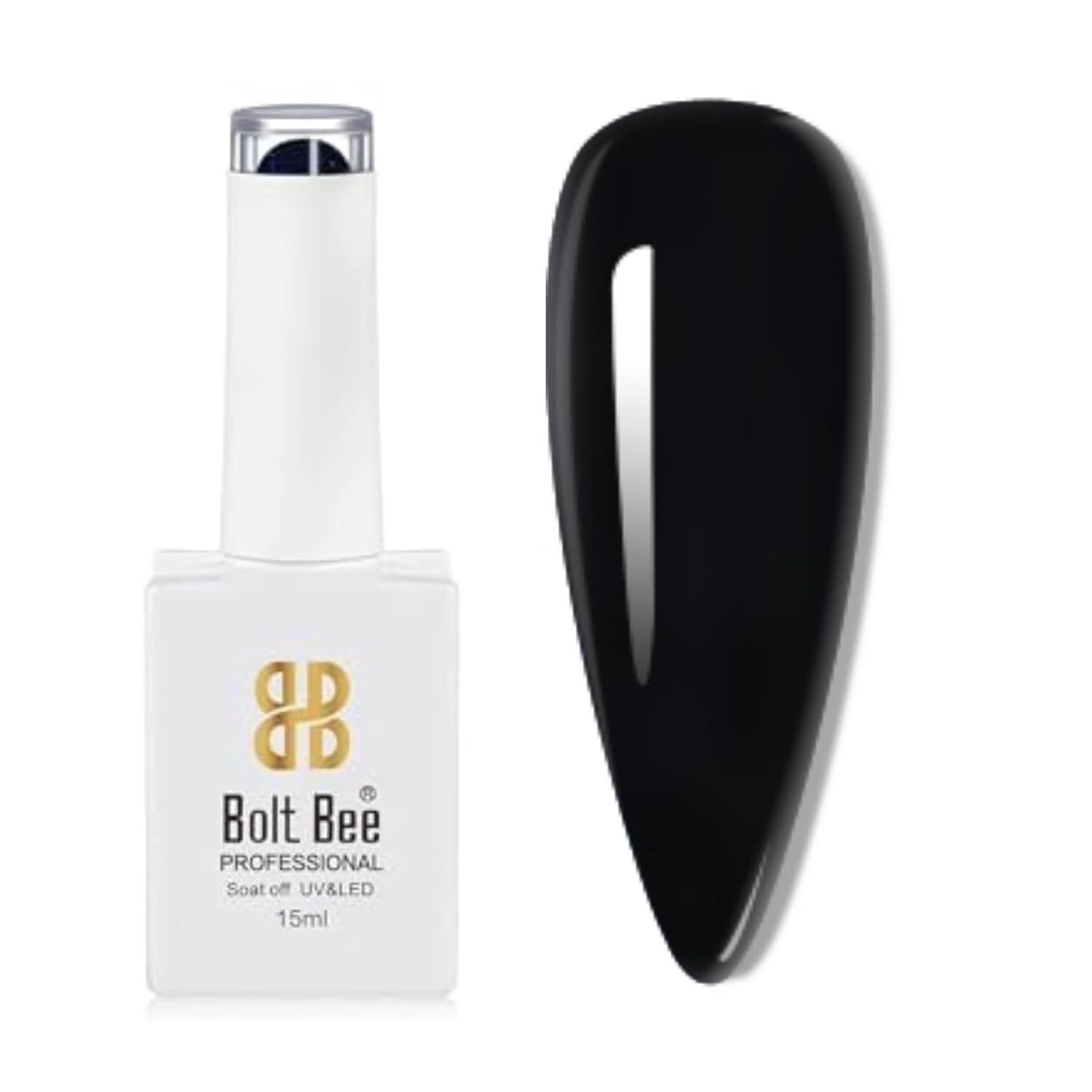 Bolt Bee Black Color Gel Nail Polish Soak Off UV Gel DIY at Home Manicure Salon Nail Art (59, 15ml)