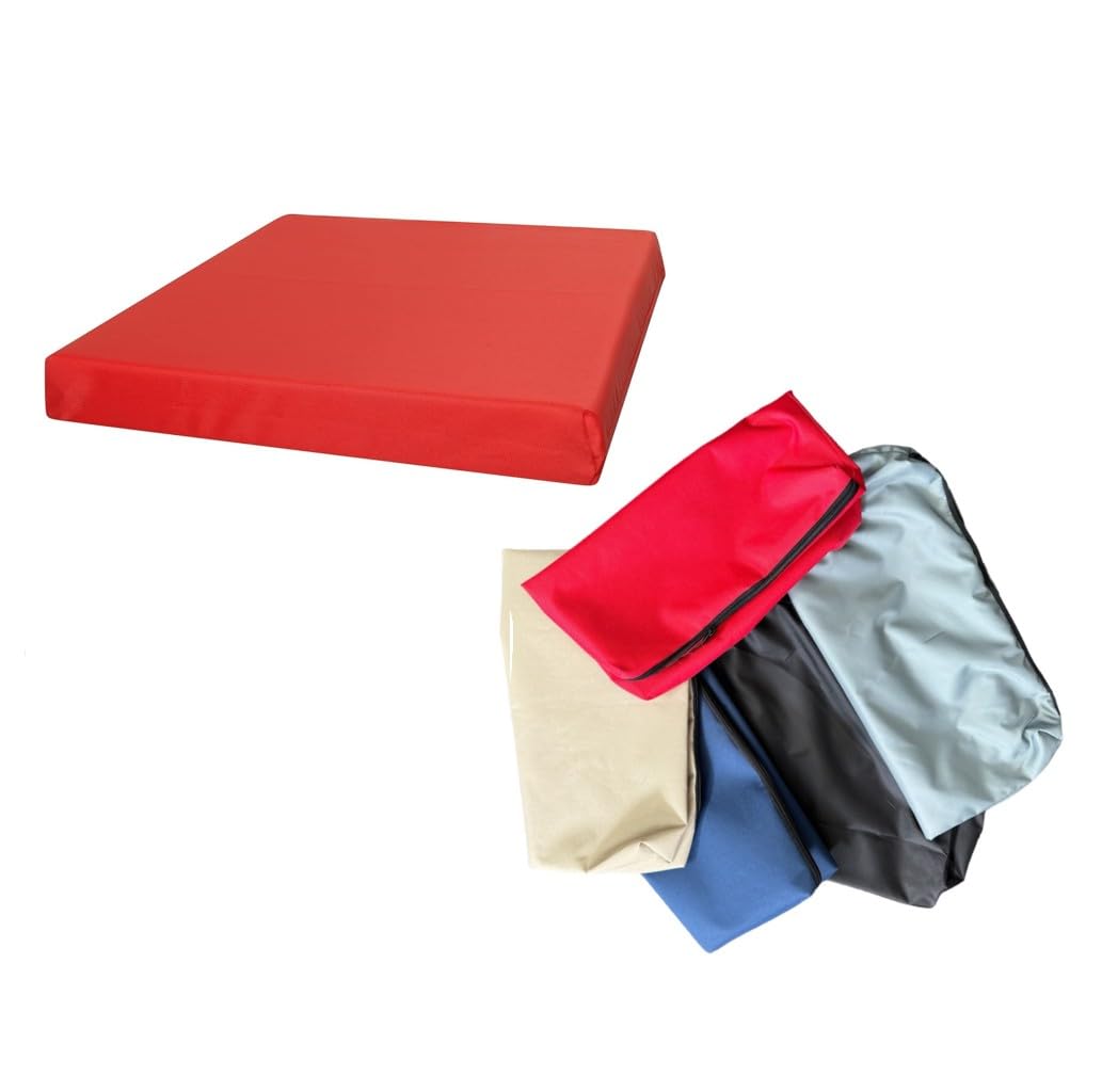 Goldstar 3" 8cm Thick Replacement Waterproof Cushion Cover Only For Rattan Chair Sofa Pad Outdoor Garden, 43 x 48 cm (17" x 19"), Red