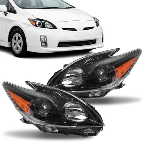 Headlight Assembly Fit for 2010-2011 Toyota Prius Black Housing Clear Lens