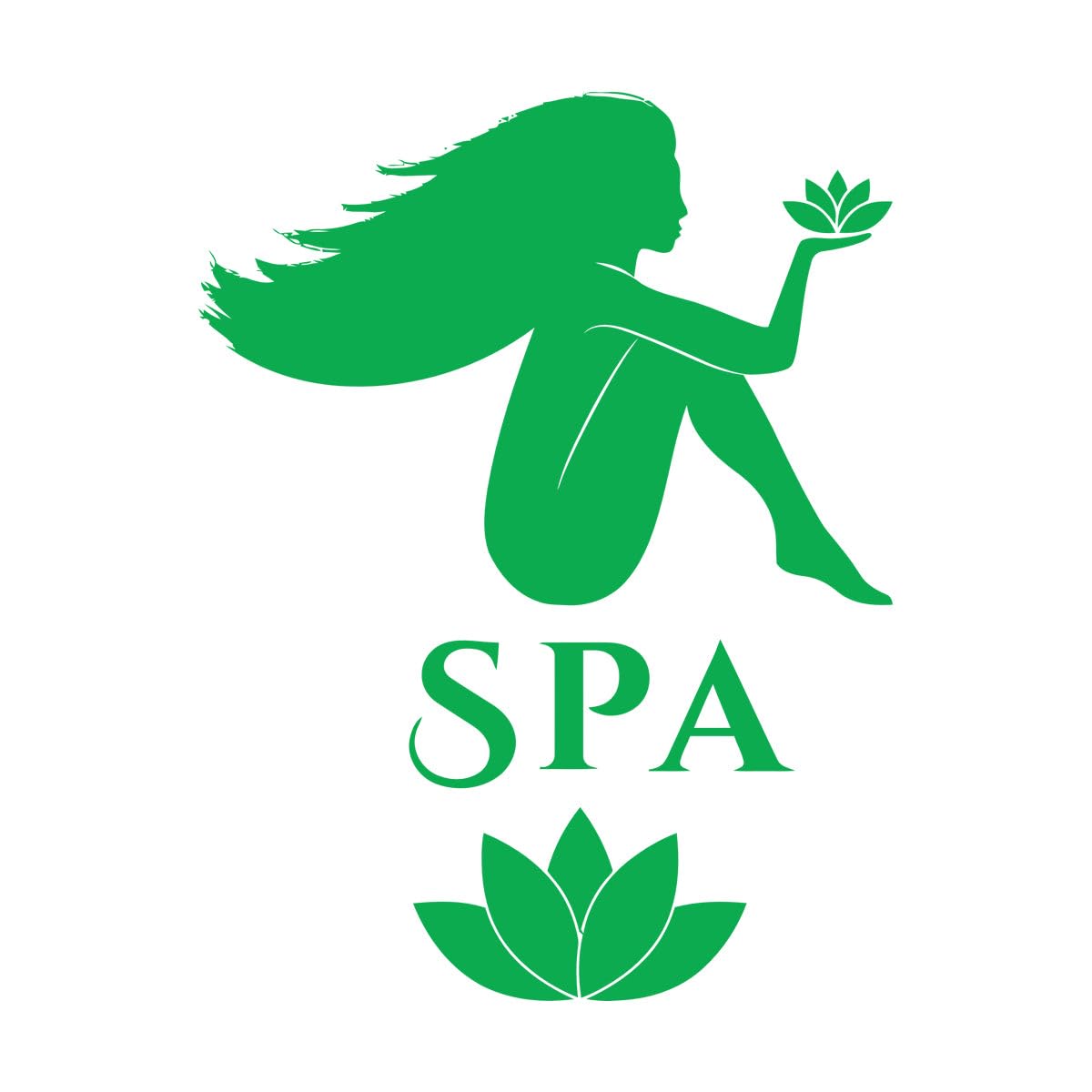 Lettering Decals spa Beauty Salon Massage Woman Relax 81x108.3cm Self Adhesive Extra Large Green