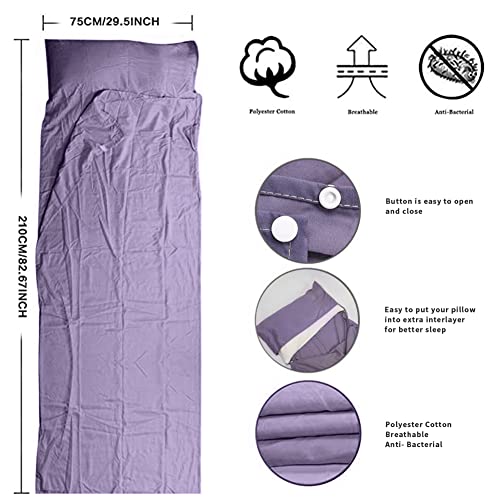 Sleeping Bag Liner, Travel & Camping Sheet For Adults, Lightweight And Compact Insert With Velcro - Comfortable Sleep Liners For Traveling, Hotel And Camping (Purple) #TOP1