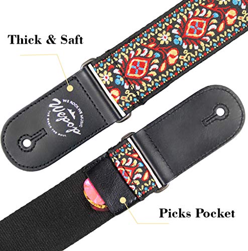 Sangle de Guitare Jacquard Weave Cuir Véritable Fin Vintage Classic pour Basse Acoustique électrique Ukulélé Concert… - Les Beatles, Paul McCartney, John Lennon, RIngo Starr, George Harrison Sangle de Guitare Jacquard Weave Cuir Véritable Fin Vintage Classic pour Basse Acoustique électrique Ukulélé Concert… – Image 5
