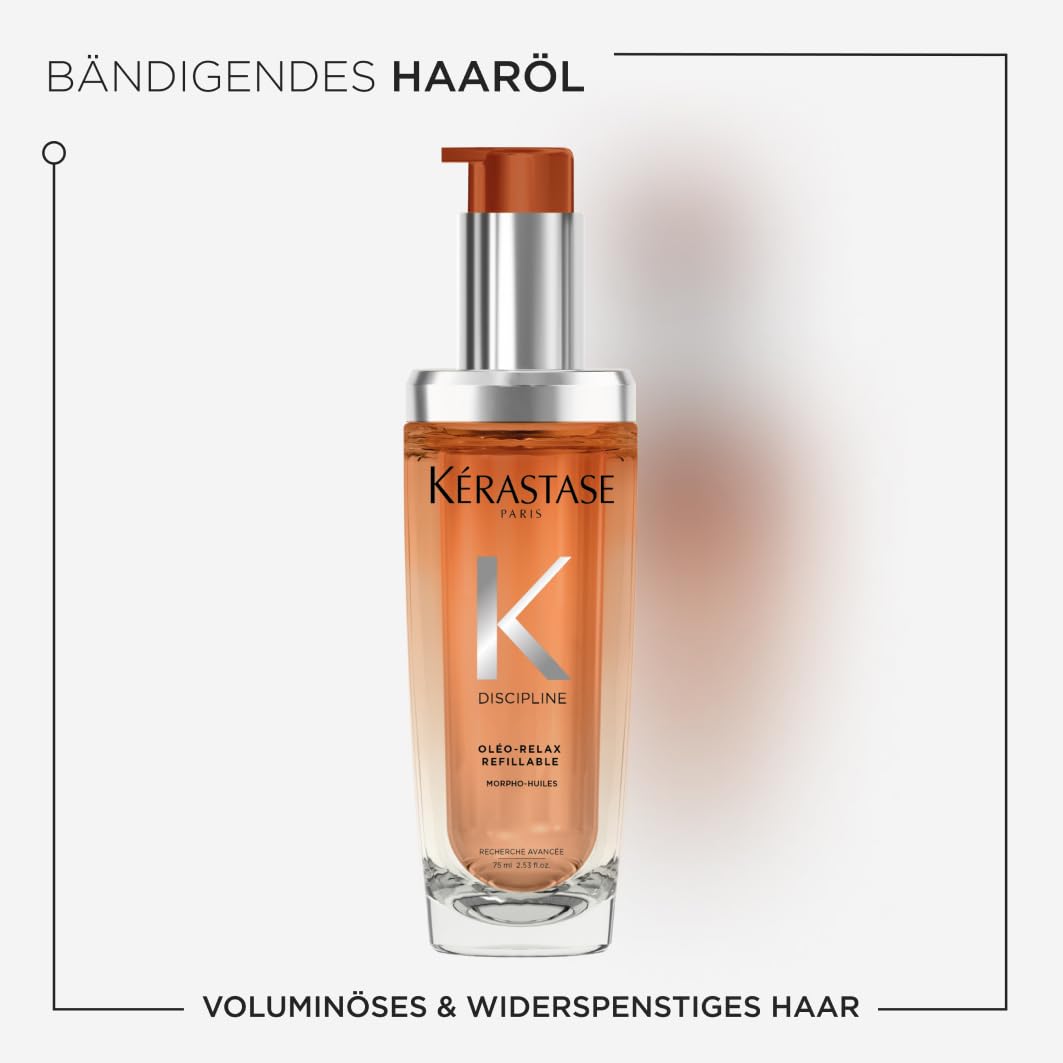 Kérastase Discipline Oleo Relax, Control-in-motion Haaröl bei widerspenstigem Haar, Feuchtigkeitsspendende, Frizz und Volumen kontrollierende Haarpflege mit Hitzeschutz, Nachfüllbarer Flakon, 75 ml