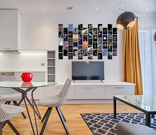 Image of Wall Collage Kit Aesthetic Pictures,Moon & Space Photo Collage Kit Dorm Room Decor for Teen Boy Girl,Trendy Room Decor Photo Collection for Bedroom (54pcs 4x6 inch)