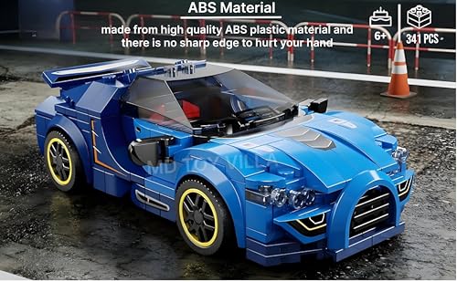 Image of Speed Champion Model Car Building Blocks (341 Pcs) Highly Detailed Car Model with Guidebook Learning & Educational Toy Play Set. Sports Race Car Building Kits for Adults Kids 8+