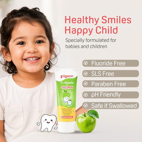 Image of Pigeon Apple Toothpaste for Babies & Kids 45 g | Fluoride & SLS Free | Colour & Paraben Free | pH-Balanced Gentle Daily Oral Care