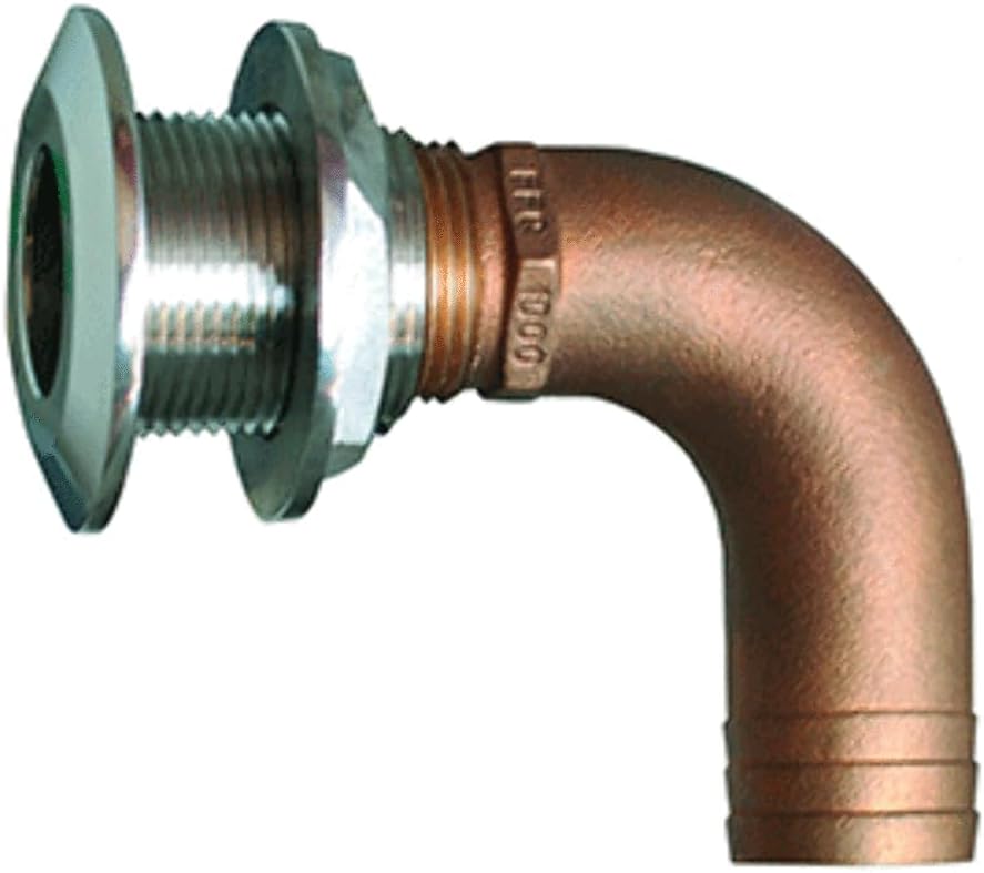 GROCO 1-1/4" 90 Degree Hose Thru-Hull Fitting