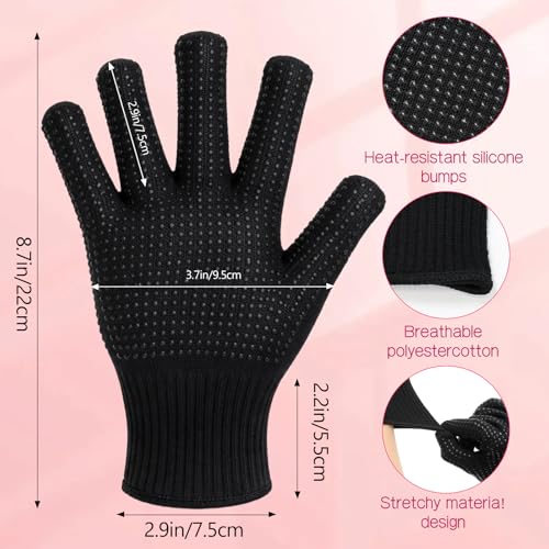 Image of Riyiper 3 Pairs Heat Resistant Gloves for Sublimation, Gloves for Heat Press with Silicone Bumps Applies to Resistant Work, Hair Styling, Universal Fit Size (Black)