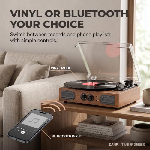 Image of Vinyl Record Player with Built-in Speakers, Bluetooth, 3-Speed Turntable