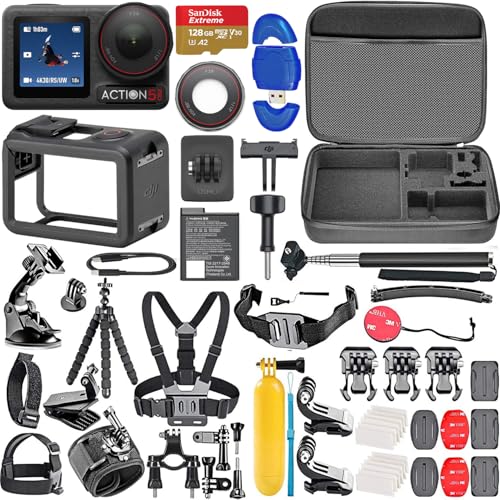 DJI Osmo Action 5 Pro Standard Combo, Waterproof Action Camera with 4K/120fps Video, 40MP, Stabilization, + 128GB Memory Card, High Speed Card Reader + 50 Piece Accessory Kit