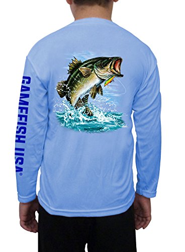 GAMEFISH USA Kid's UPF 50 Long Sleeve Microfiber Moisture Wicking Performance Fishing Shirt Bass