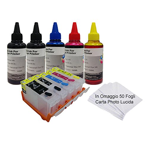 KIT 5 CARTUCCE RICARICABILI CON CHIP AUTORESET+ 5X...