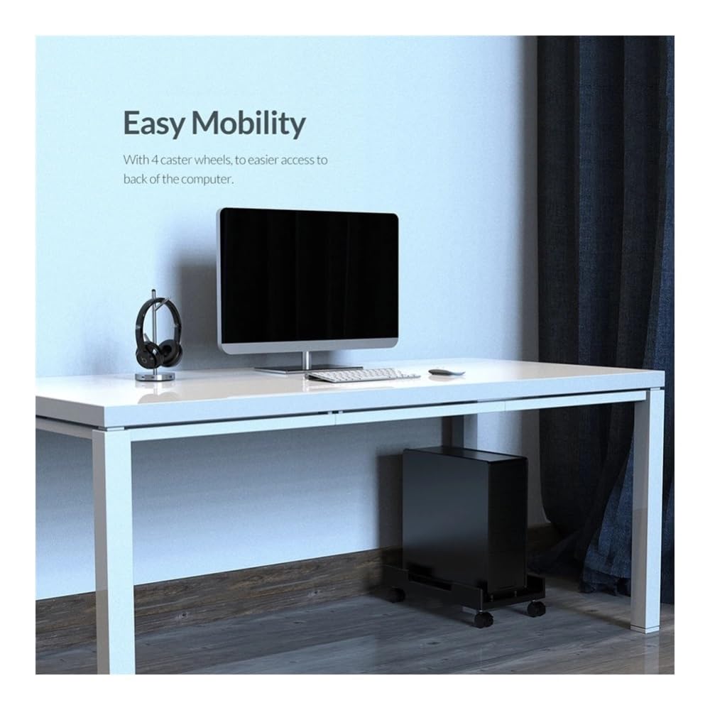 Akcesoria komputerowe PC Cases Cart Desktop PC Towers Stand, Mobile CPU Cooling Holder Bracket with 4 Rolling Caster Wheels Floor CPU Stand Fits Most PC Under Desk Stojak na wieżę komputerową