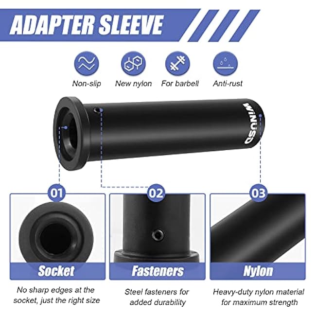 Olympic Adapter Sleeve, Converts Olympic Bars or Posts,1 Standard Weight Plate Posts to 2