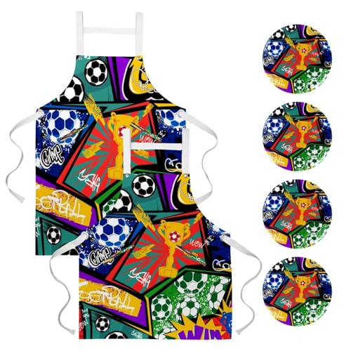 Tablier de serveuse pour restaurant et bistrot avec motif graffiti football