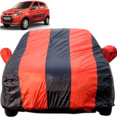 Image of Autofact Car Body Cover for Maruti Alto 800 (Mirror Pocket, Premium Fabric, Triple Stiched, Fully Elastic, Red /Blue Color)