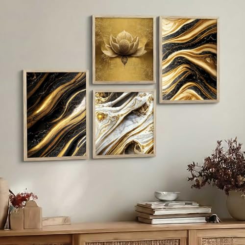 Image of kotart Aesthetic Modern Wall Decor Paintings with Frame for Home Decoration - Painting for Living Room Bedroom - Painting for Wall Decoration Set of 4 (Art 3, Big (13x17 or 13x13 inch))