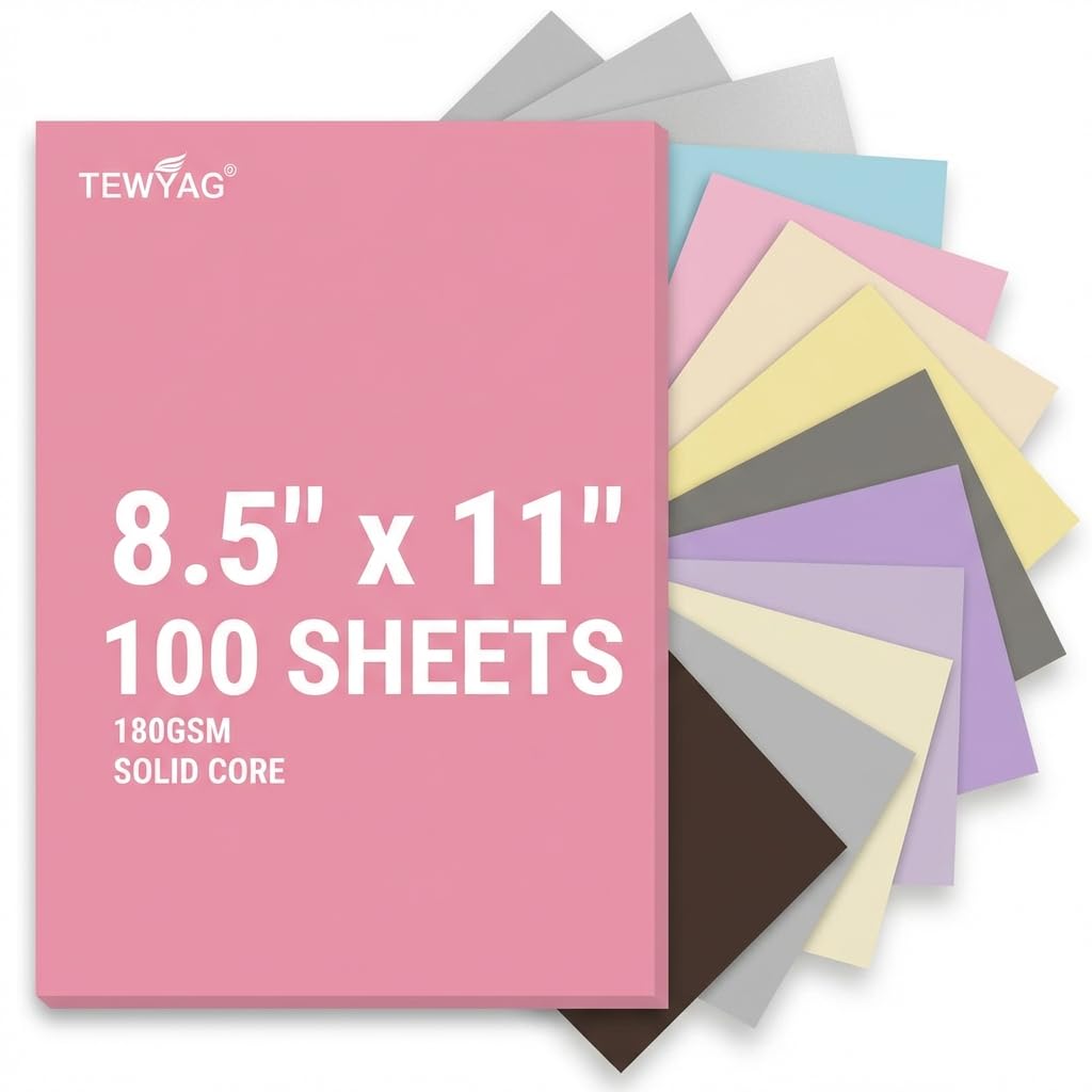 Farbiger Karton, 8,5 x 11 cm, 100 Blatt, Boho-Pastellkarton, fester Kern, 180 g/m², 10 gedeckte Farben, einschließlich Salbeigrün, Kaffee und Altrosa, für Cricut, Scrapbooking, Blumen und