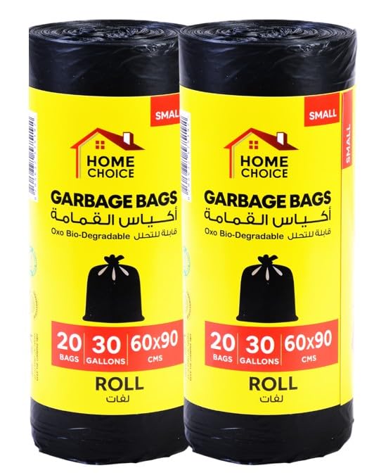 Home Choice 30 Gallons Biodegradable Garbage Bags Rolls 60 * 90 pack of 2(40 Garbage Bags) Small Bin Liner