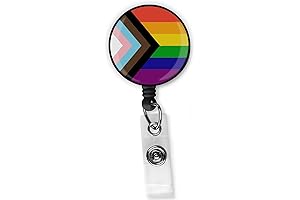 Pride Badge Reel: Progress Pride Flag LGBTQ Pride Badge Clip