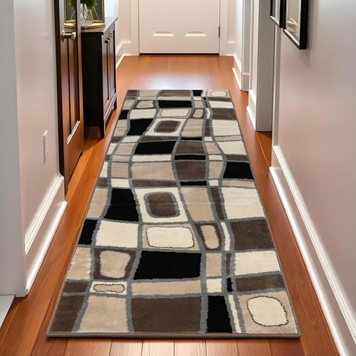 Superior Indoor Area Rug, Jute Backing, Modern Plush Rugs for Entryway, Living Room, Kitchen Floors, Bedroom, Hallway, Office Floor Cover, Abstract Rugs, Cobblestone Collection, 2'7