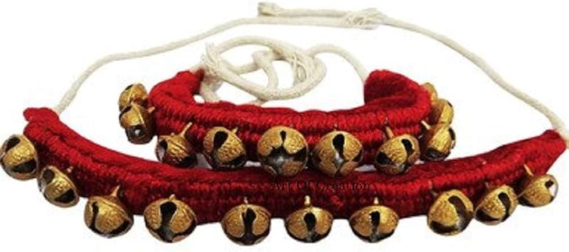 Art of Creation Kathak Dancing Ghungroo Anklet Pair 1 line 20 Bells Classical Dancers 10+10 Big Bells Red Paded Musical Instrument Bharatnatayam Indian Traditional Ghungru Line 1