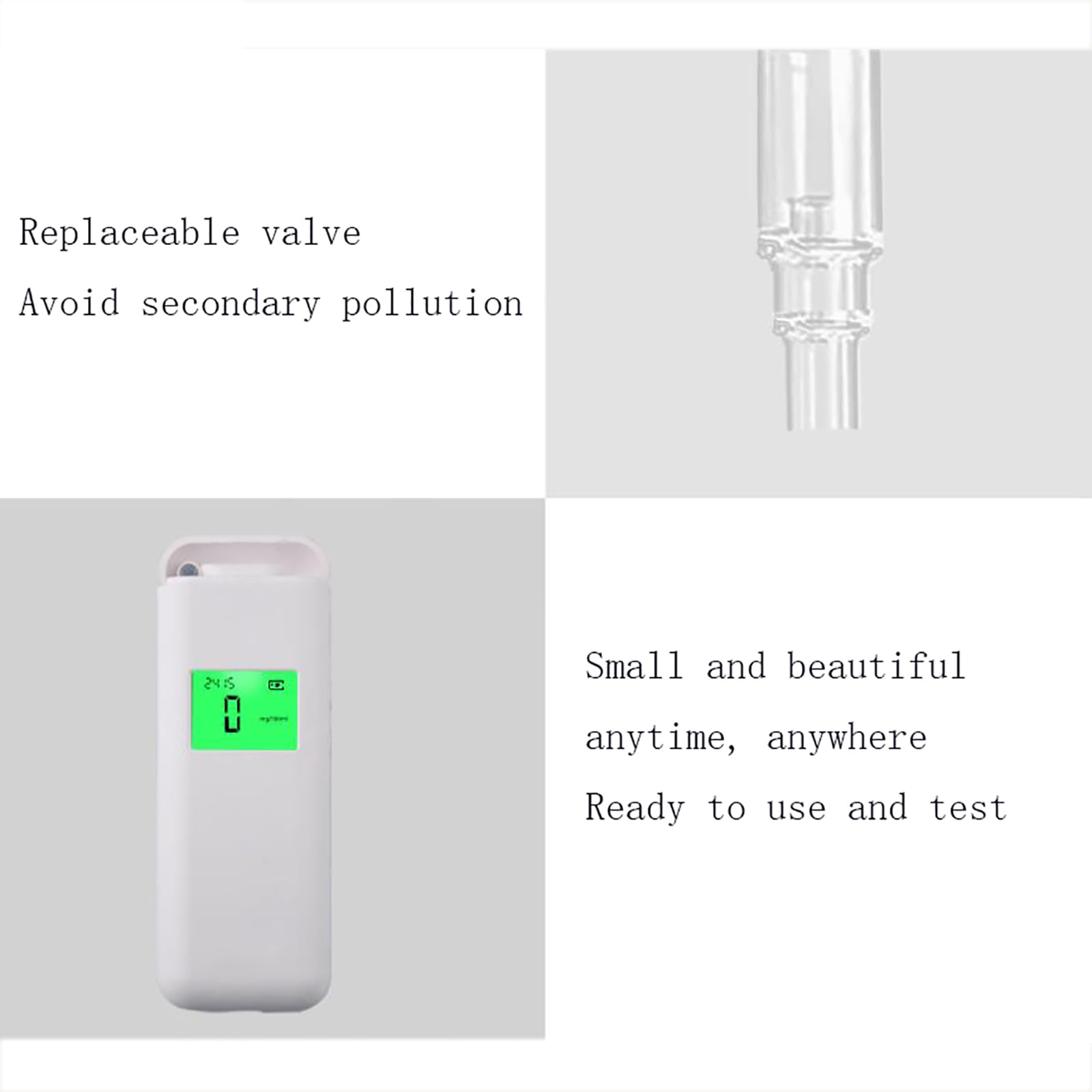 ERICAT Alcootest Portable, Éthylotest sans Contact avec Écran D'affichage, Mesure Rapide Et Embouts Remplaçables, Arrêt Automatique Et Facile À Nettoyer, pour Les Réunions De Famille