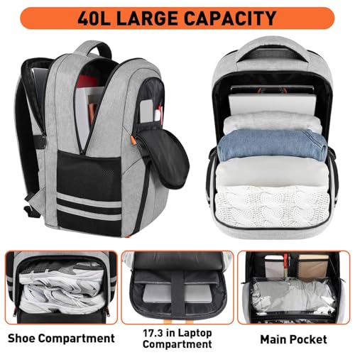 Image of Ytonet Gym Backpack for Men Women, Gym Bags for Men Travel Laptop Backpack | Water Resistant Sports Bag with Shoe Compartment Fits 17.3-Inch Laptop for Travel Workouts Grey