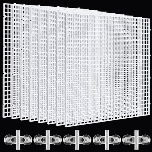 Lainballow 8 Pcs Aquarium Fish Tank Divider, Plastic Egg Crate, Aquarium Filter Bottom Tray, Fish Tank Isolation Board, Fish Tank Separator with 10 Pcs Suction Cups, 11.8 × 11.8 in
