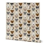 Spoonflower Peel & Stick Wallpaper 12ft x 2ft - Pitbull Terrier, Dog, Beige, Tan, Pets, Staffordshire, Puppy, Rescue Custom Removable Wallpaper