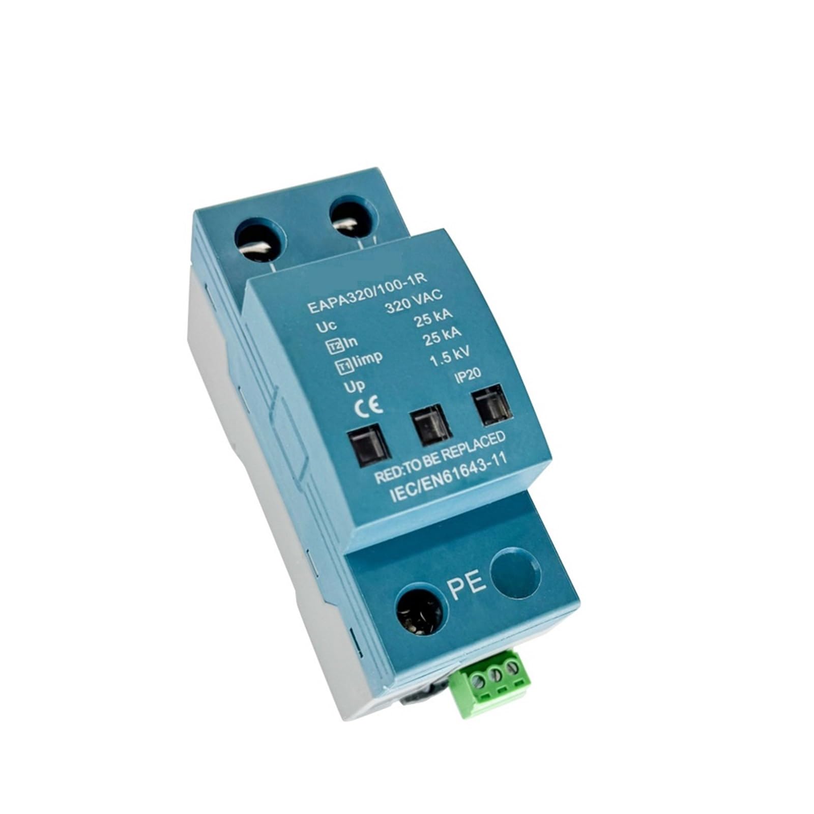 Protezione da sovratensione 1P 100KA, T1+T2, AC SPD 220V 230V 320V 385V 440V, installazione su guida DIN (1P 275V, No RC)