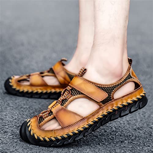 Men Leather Sandals Casual Flat Sandals Beach Footwear Male Sneakers Low Wedges Shoes Plus Size3
