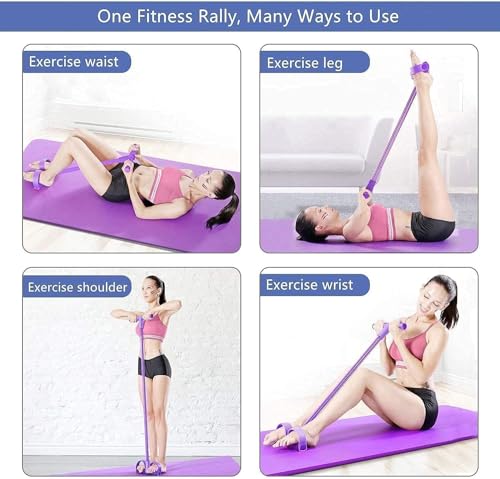 Image of Natural Rubber Pull Reducer Training Bands 4 Tubes Body Trimmer Pedal Exerciser, Yoga Crossfit Exercise, Arm Exercise Yoga Starter Set of Stretch Bands for Booty Legs, Pilates Flexbands (Pull Reducer)