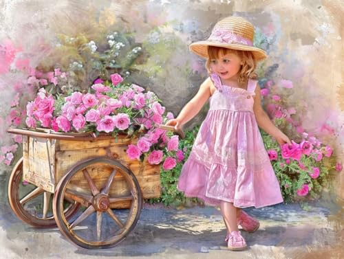 Diamond Painting Fille de Fleurs 5D pour Adulte et Enfant - Grand Kit DIY 80x110 cm C-207