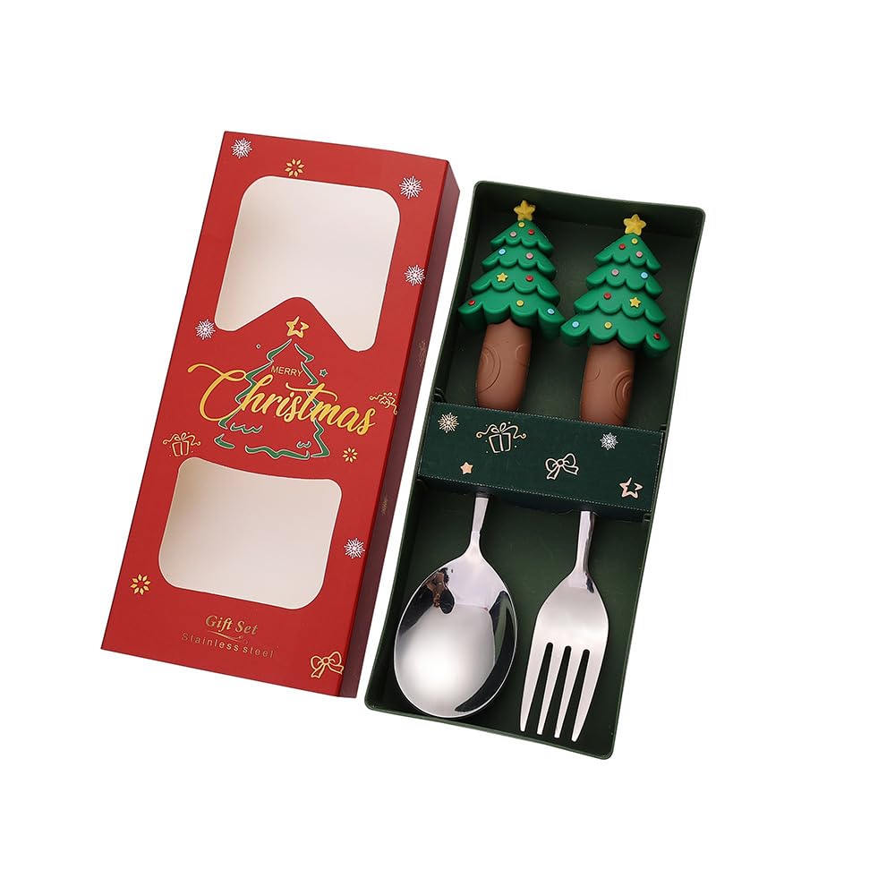 MALSSE Christmas Themed Cutlery Set 410Stainless Steel Spoon and Fork Festival Dining Accessories for Various Occasion Dining Festival Accessories