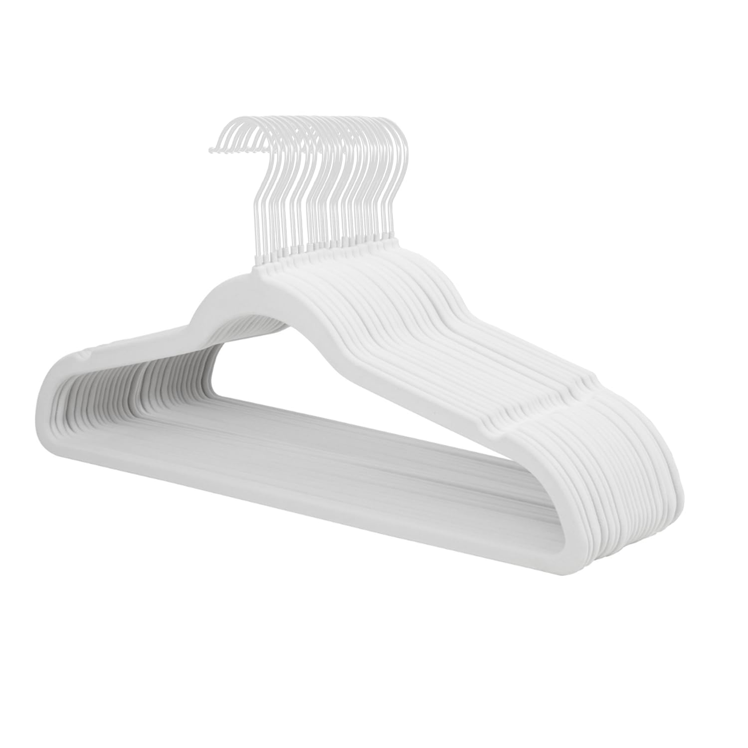 ManGotree Lot de 22 cintres en velours blanc avec crochet pivotant à 360° - Cintres antidérapants en feutre pour costumes, vestes, pulls, chemises, robes, pantalons
