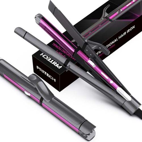 PRITECH 3-IN-1Multifunctional Hair Iron,Straightener, Straightener, Curler and Crimper, Flat Iron with Negative Ions, Adjustable Temp(260?-430?)