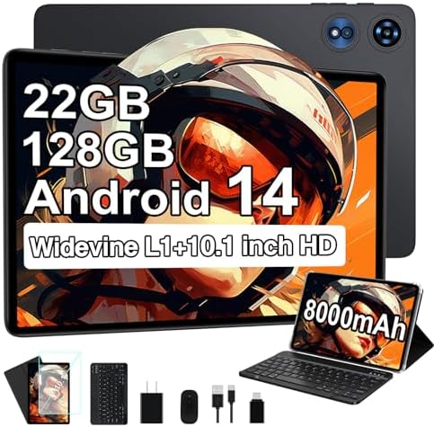 ZIOVO Tablet 10 Pulgadas Android 14, 22GB RAM 128GB ROM (TF 1TB), 5G WiFi/Widevine L1/Octa-Core
