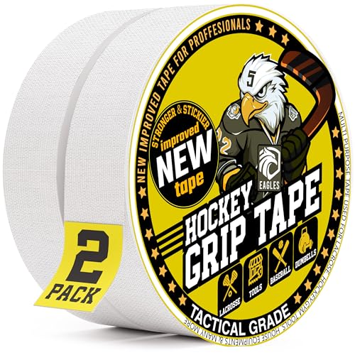 EAGLES Hockey Tape Multipurpose Cloth Tape Roll for Lacrosse Baseball & Softball Bats Rackets Pullup Bars Gardening Tools Easy Tear Over Grip - Multi Sport Handle Tape - Sports Gift (White)