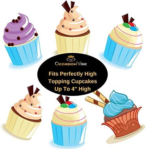 Premium Clear Cupcake Container Boxes - 4" High Dome with 6 Slot/Compartment - Durable Cup Cake Carrier Holder for Large Cupcakes - Set of 12