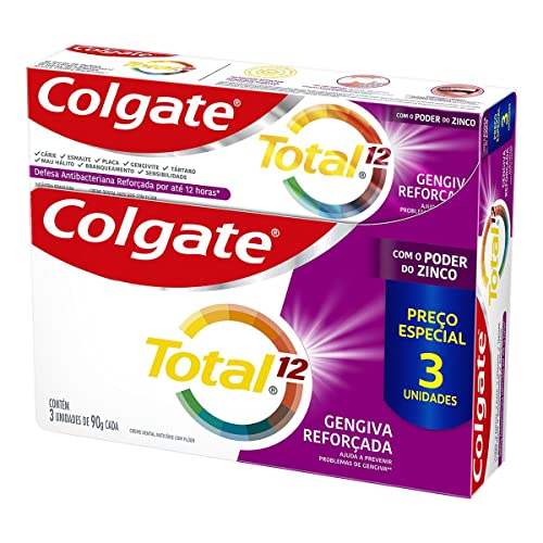Colgate Creme Dental Total 12 Gengiva Reforçada 90G 3 Unid